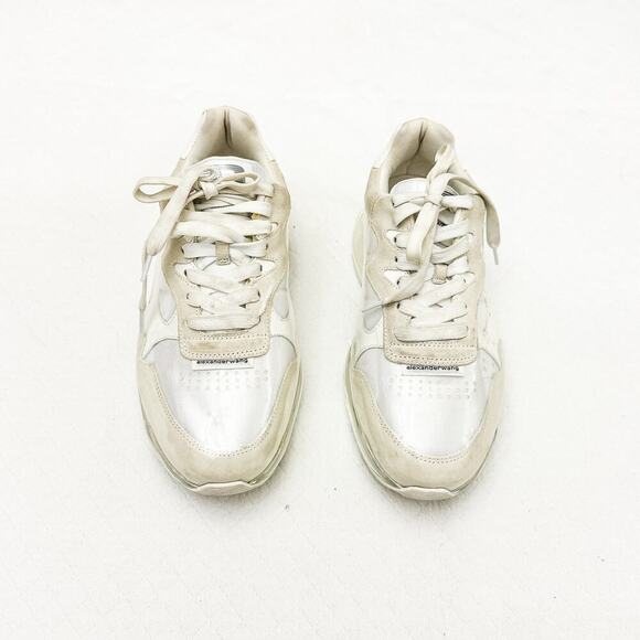 Alexander Wang White Stadium Sneakers Suede Leather Mix Size 38.5 / 7.5 US - Picture 1 of 8